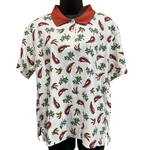 Vtg Laura Gayle Polo Shirt  Womens Sz L Chili Pepper‎ Novelty Gardening Eclectic